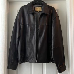 Men’s Boston Harbour Black Leather Jacket - Size XL